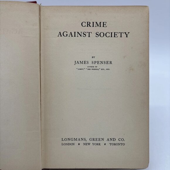 Crimes Against Society by James Spenser (1938) First Edition Hardcover - Picture 5 of 6